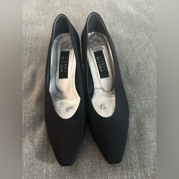 Stuart Weitzman black pumps sparkle heels low SZ 9 prom dance classic neutral - Picture 4 of 8